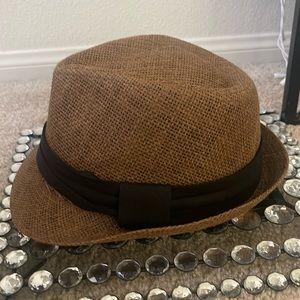 Fedora hat. Black and brown.